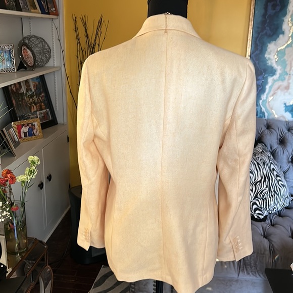 Lands End light yellow one button faux pocket blazer - Picture 7 of 11